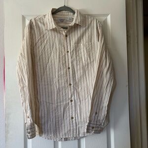 Levi's Beige Striped Casual Button-Down Shirt